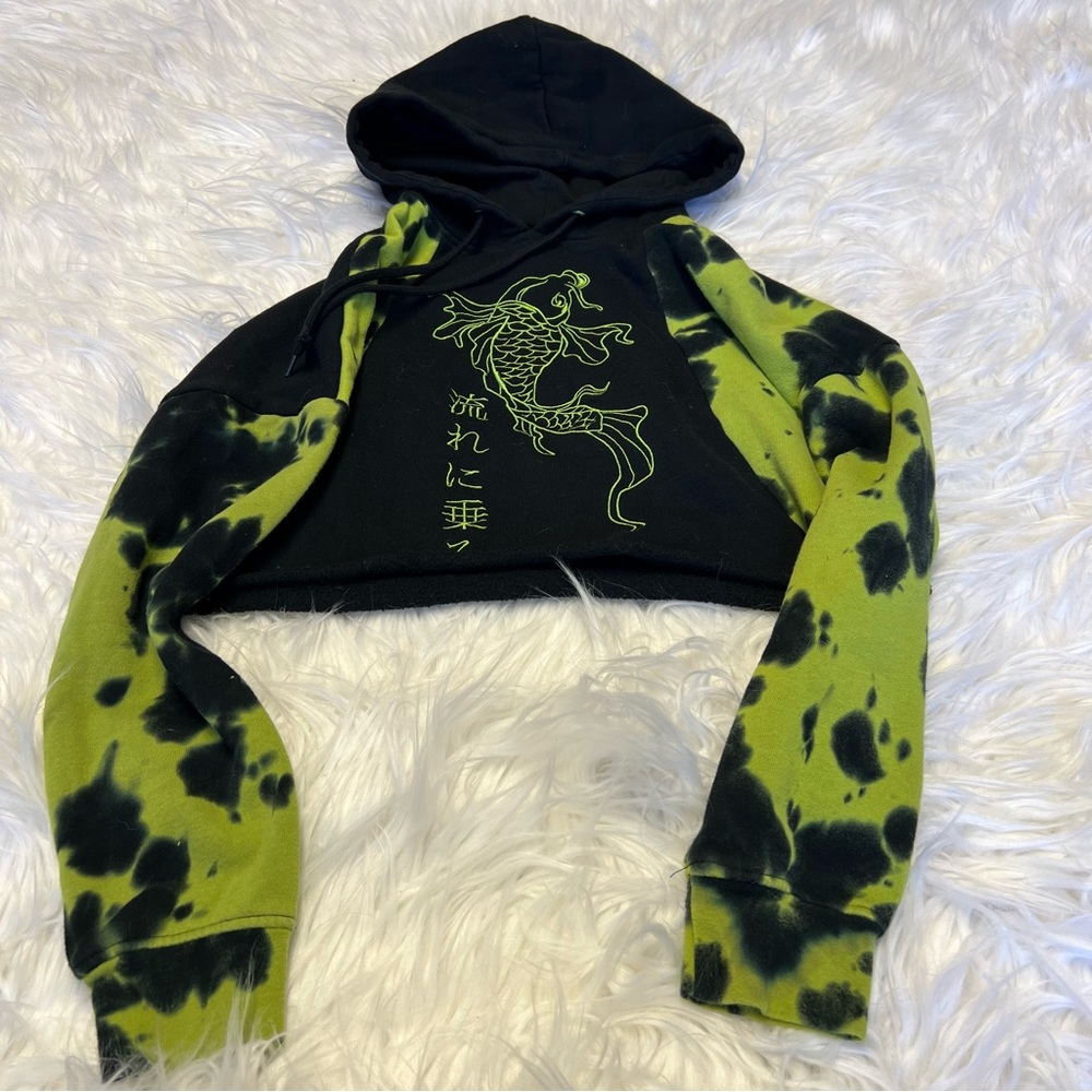 Acid Green Cropped Hoodie